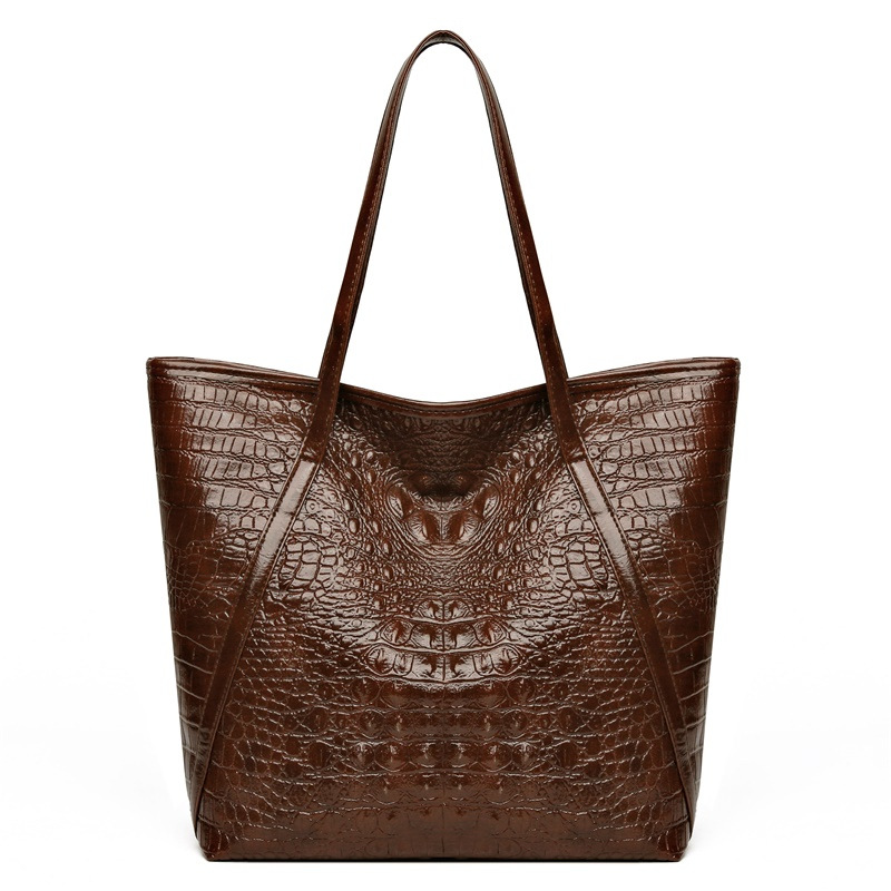 Women'S Vegan Bags - Simple Versatile Crocodile Print Tote Bag