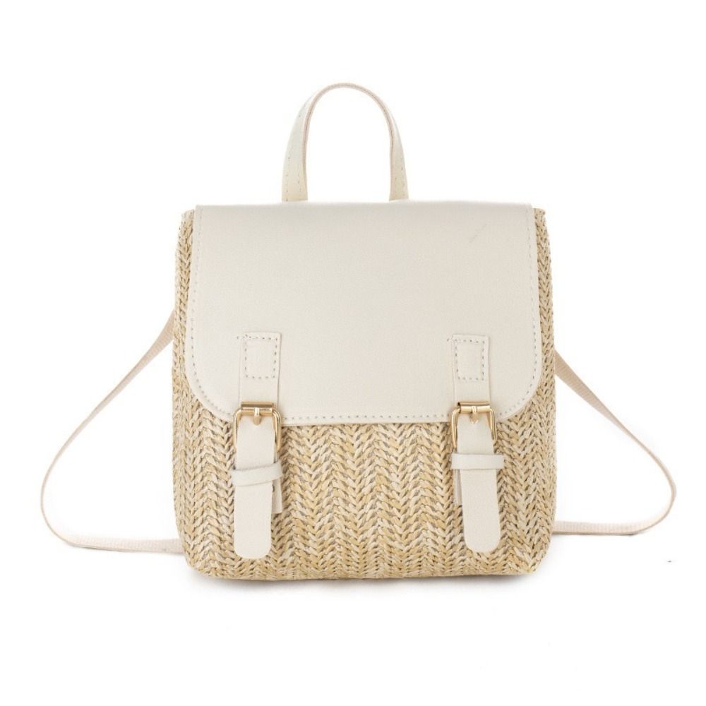 Women'S Retro Bags - Versatile Bag PU Leather Straw Backpack