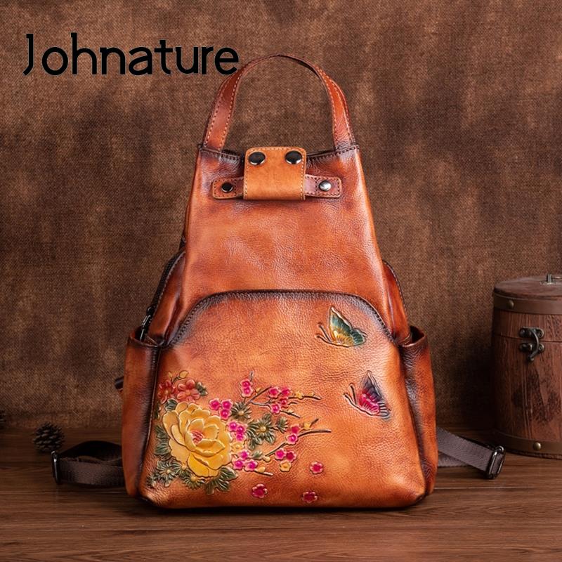 Women'S Retro Bags - Johnature Genuine Leather Embossed Shoulder Bag