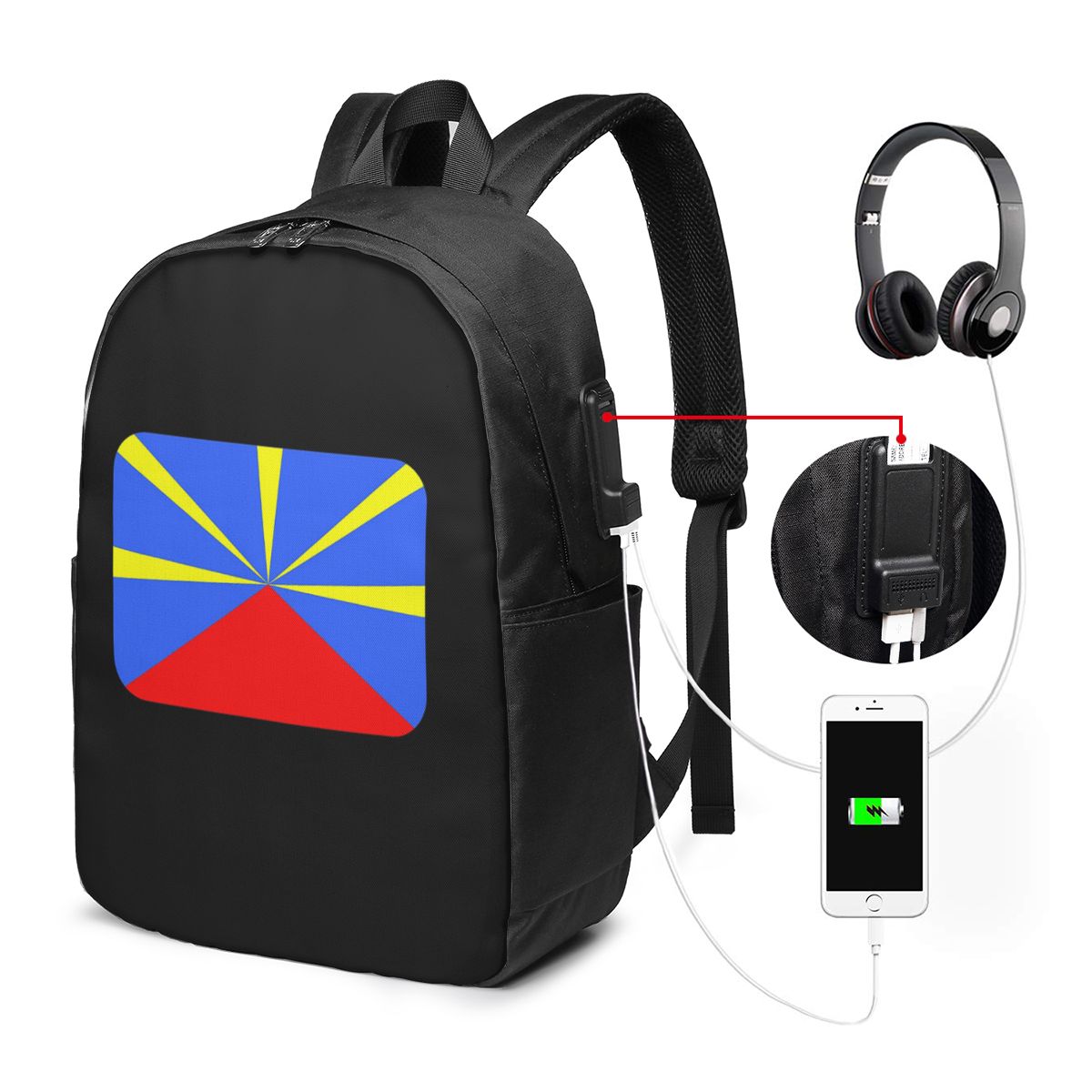 Women Bags Laptop - 974 Reunion Island Flag Backpack Travel