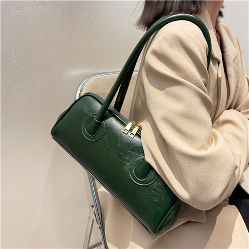 Women'S Vegan Bags - Classic Leather Handbag, Retro Simple Underarm
