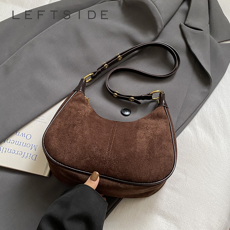 Women Bags Trend 2025 - LEFTSIDE Women Small Suede Shoulder Bag