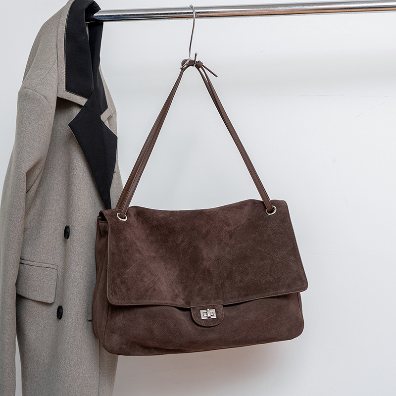 Women'S Work Bags Tote - Genuine Suede Leather Underarm Shoulder Bag