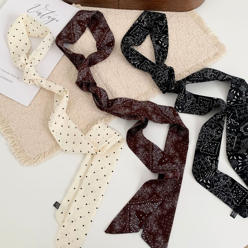 Women'S Vegan Bags - Long Polka Dot Skinny Scarf for