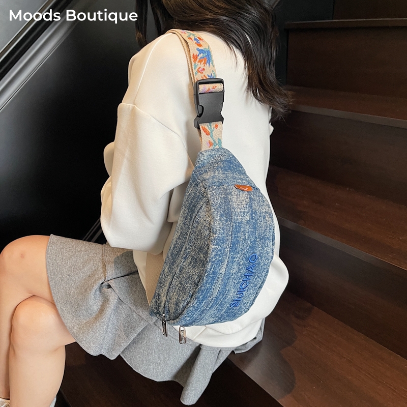 Women Bags Trend 2025 - Denim Blue Chest Bags For Women