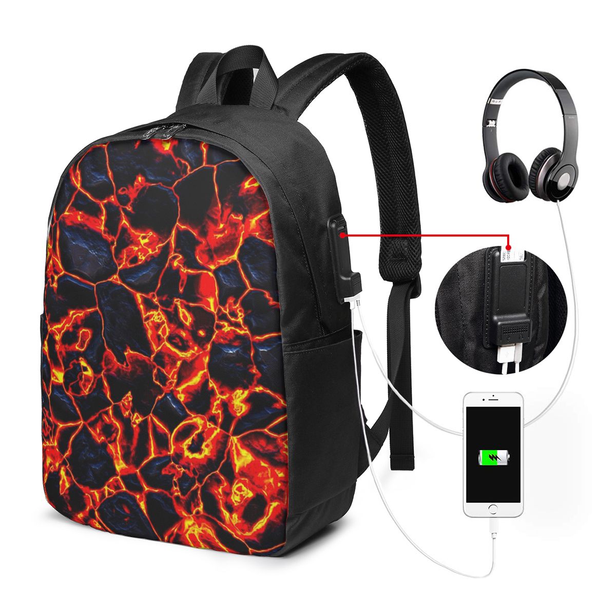 Magma Volcano Lava Fire Backpa - Women Bags Laptop review and price